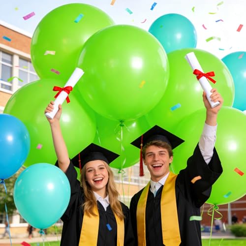 Image of 32Pcs Light Green Big Balloons 18 Inch, Green Round Large Latex Party Balloons for Birthday Wedding Decorations.