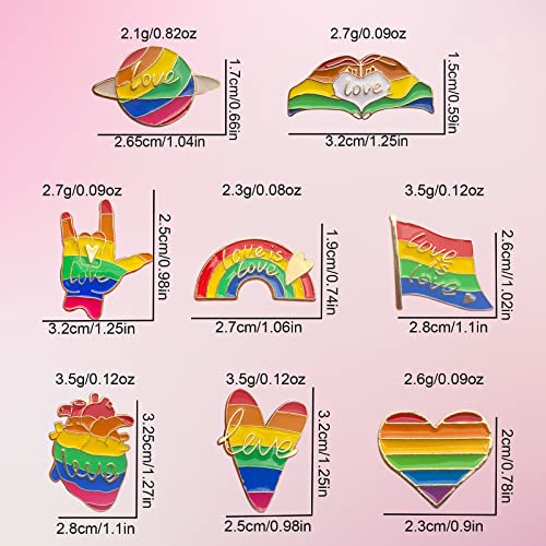 Image of 8Pcs Pride Pins Bulk for Gay Rainbow Pride Flag Pin Stuff Pride Jewelry for Women Men Gay Lesbian