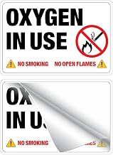 3M Oxygen in Use Safety Sign, No Smoking No Open Flames Warning, White, Self-Adhesive, 4x6 Inches, Water, UV and Heat Resistant, Pack of 2 Signages