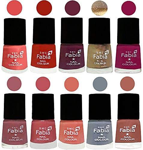 Image of ALL IN ONE (PACK OF 10), Long Lasting Glossy Nail Polish, 6 ml Each, All Vibrant Colours,01820