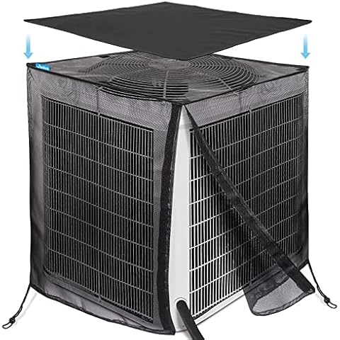 Joiish Air Conditioner Cover for Outside Units, 32'' x 32'' x 36" Full Mesh with 600D Detachable Waterproof Top, All Seasons Outdoor Central AC Protector Against Leaves, Weeds, Cottonwood and Debris Cover