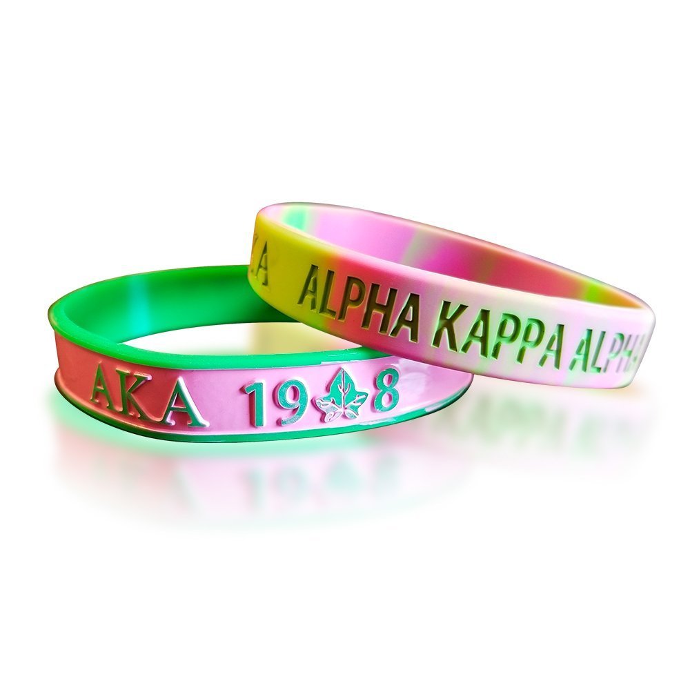 Greekin' ItBlack Greek Sorority AKA Silicone Bracelet (2 Bracelets per Pack)