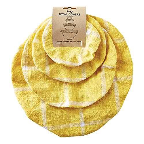 TAG Classic Check Bowl Cover Set Of 4 Yellow YEL