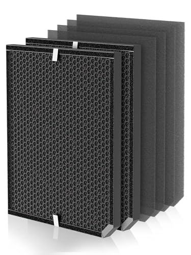 Image of 3500 /3000 Carbon Filters Compatible with Air Doctor 3500, 3000, 3000M Air Purifiers, Includes 2 Carbon VOCs Filters, 4 Sponge Pre-Filters, Comparable to Part # ADF3002, ADF3003