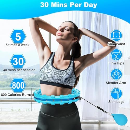 Image of Adjustable Weighted Hula Hoop for Adults - Fitness Exercise Hoop for Weight Loss, Waist Training, Core Strength, Home Workout, and Fun Exercise