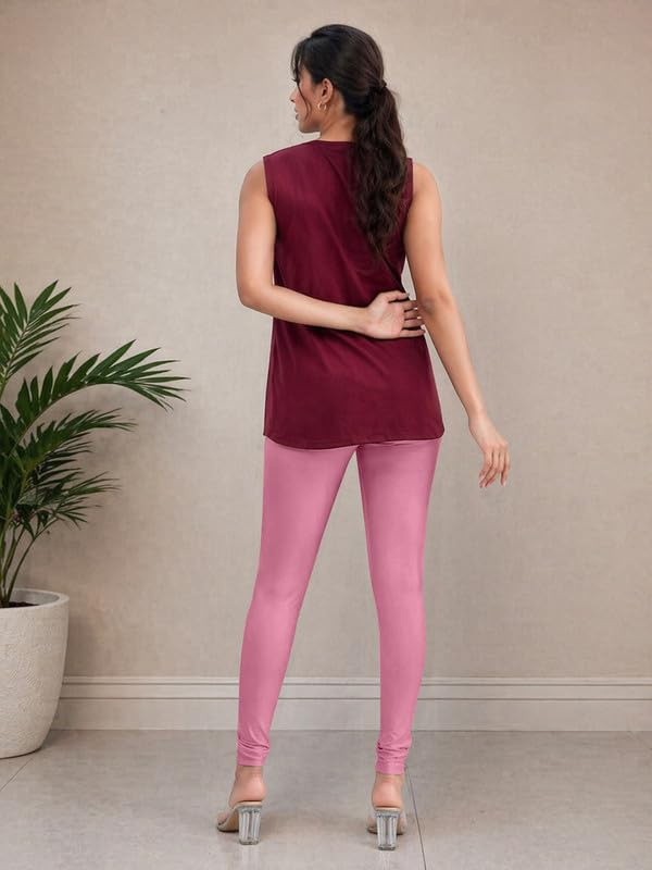 Image of TRENDMALLS Women's Microfiber Elastane Stretch Soft Churidar Length Leggings with Ultrasoft Waistband
