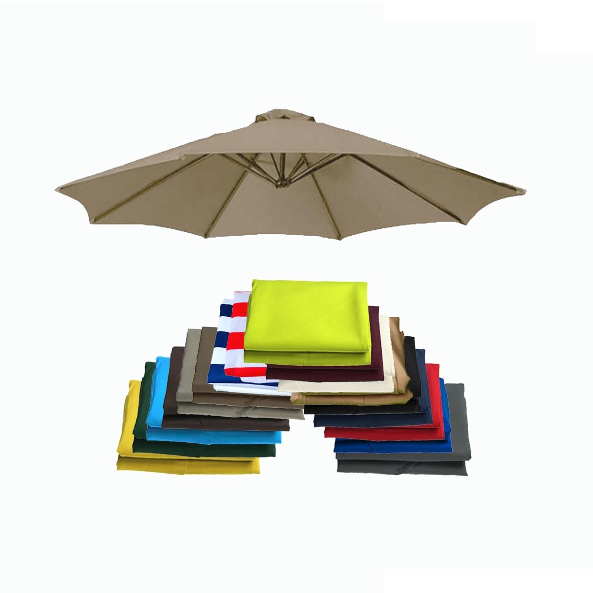 ALDNMBR 6.5ft 7.5ft 9ft 10ft Garden Parasol Replacement Canopy, 6 Ribs 8 Ribs Waterproof Uv Resistant Polyester Outdoor Patio Umbrella Top Cover Top 2.7m/9FT-8Ribs