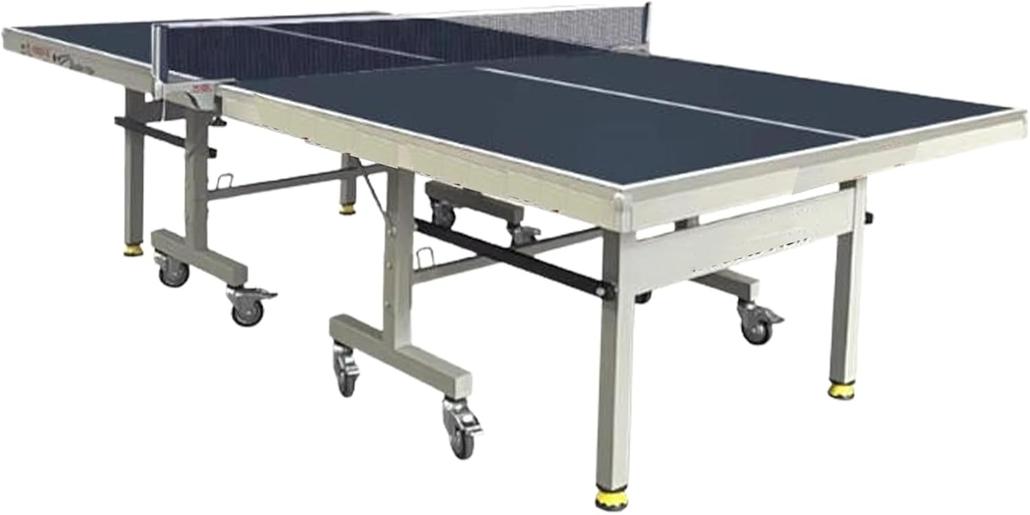 Outdoor Table Tennis Table with Wheels, All Weather Ping Pong Table, Tournament Size Foldable Mobile Table with Net for Clubs and Schools