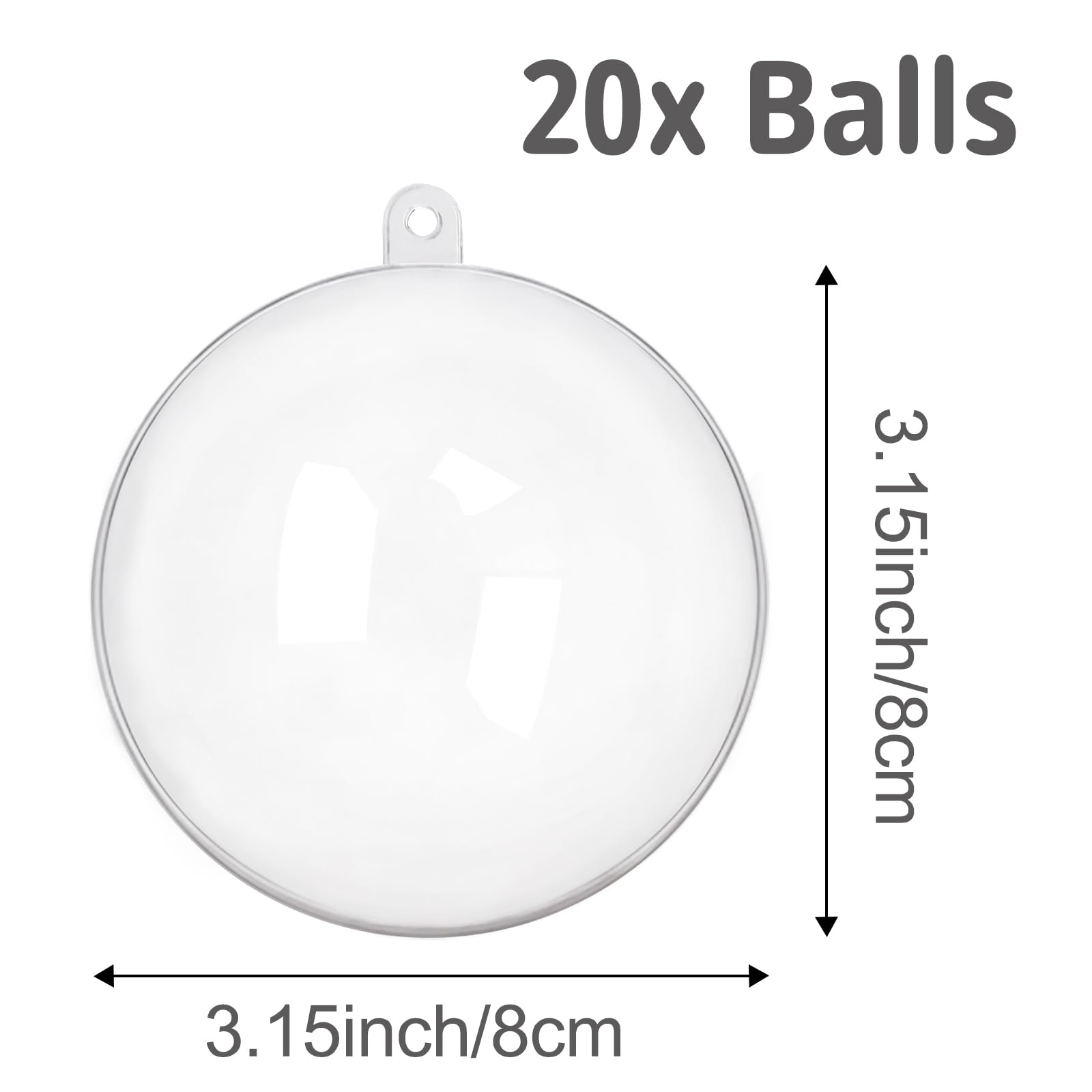 YONTINY 20pcs Clear Christmas Baubles, 8cm Plastic Empty Ornaments to Fill - Image 2