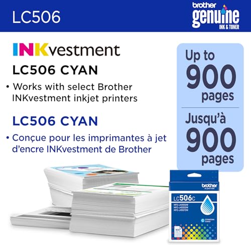 Image of Brother Genuine LC506C Standard Yield Cyan Ink Cartridge (for use INKvestment 4355, 4555, and 4557 Printers)