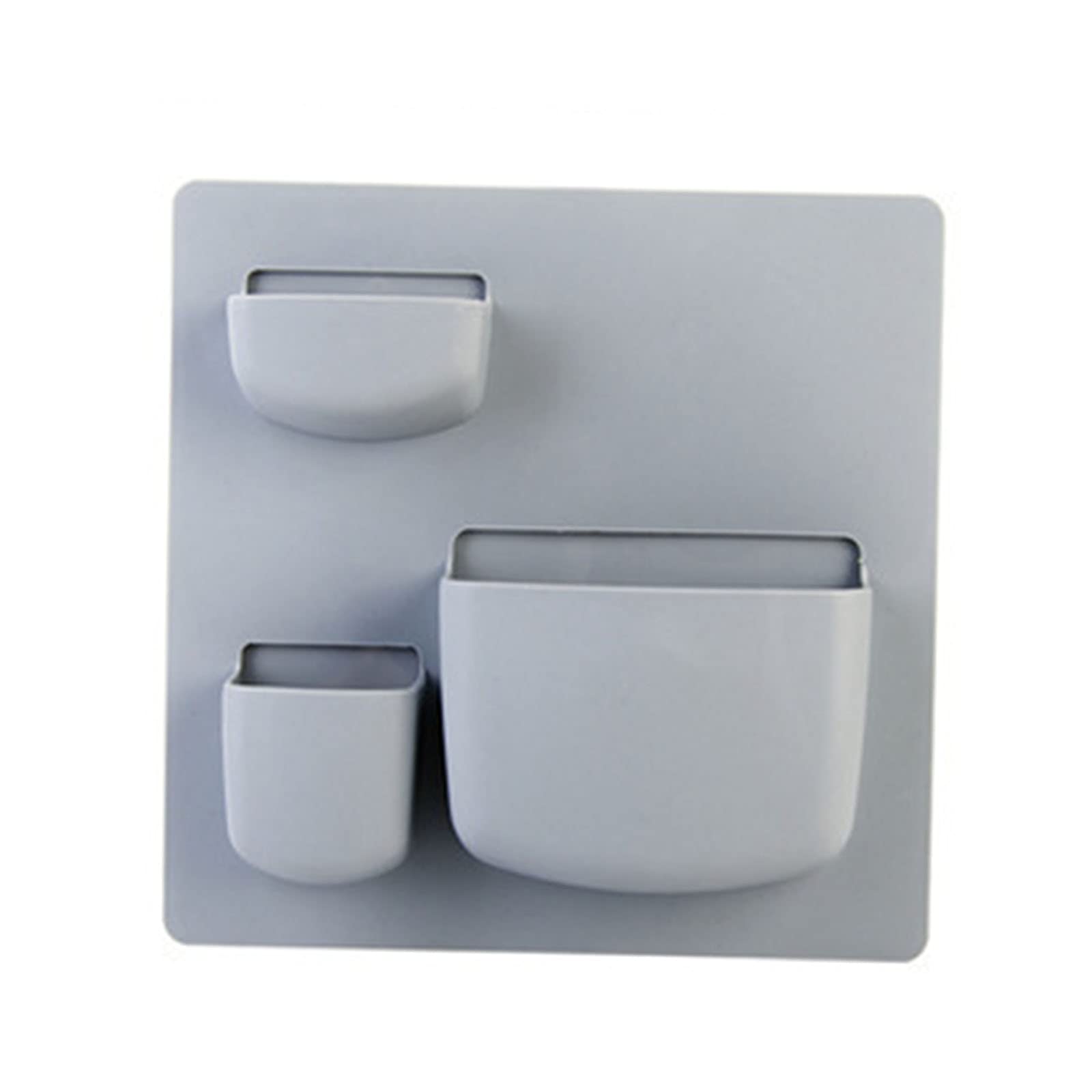 Self-Adhesive Wall Rack 3 Compartments Bathroom Organizer for Office Kitchen Blue Gray Style B-image-6
