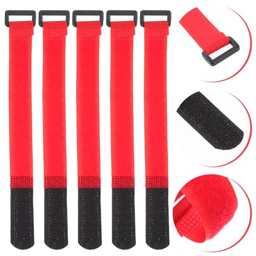 Lurrose 20 piezas de correas de nylon rojas para sujetar cables, organizador de extensión de cable para gestión en hogar y garaje, cinta reutilizable para fijar cables miniatura 4