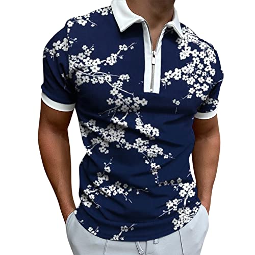 LAOSU Polo col Officier Polo Chic Homme Polo Rugby Manche Longue Polo Manche Longues Polo Homme Promo Polo Classe Homme Polo Bleu Homme Polos Homme Manches Courtes Meilleur Polo Homme, 05-marine, XL