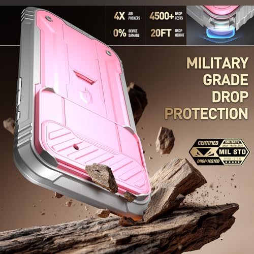 Image of Poetic for iPhone Air Case with Camera Control Capture Button, [Slide Camera Cover] [Built-in Stand] [Built-in Screen Protector] Full-Body Rugged Phone Case for iPhone 17 Air 6.5 inch, Pink