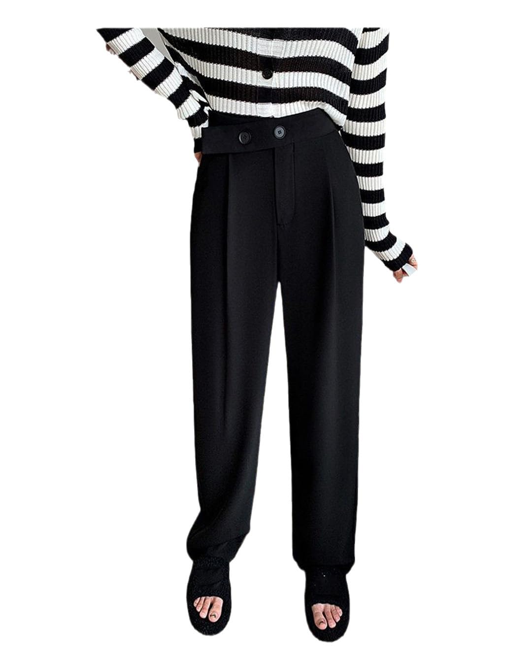 Bollrllr Ladies Straight High Waist Suit Wide Leg Pants Loose Casual Straight Pants Casual Pants