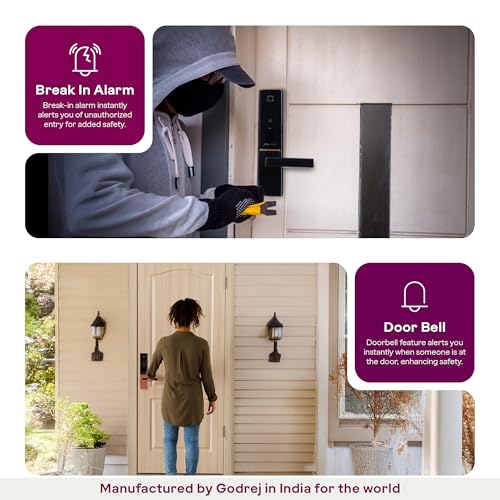 Image of Godrej Smart Lock | The Only 7 in 1 NFC Digital Lock with Scheduled Biometric Access | VDP Compatible | Wooden Door in Home & Offices | Matte Black |3 Yrs Warranty |Made in India