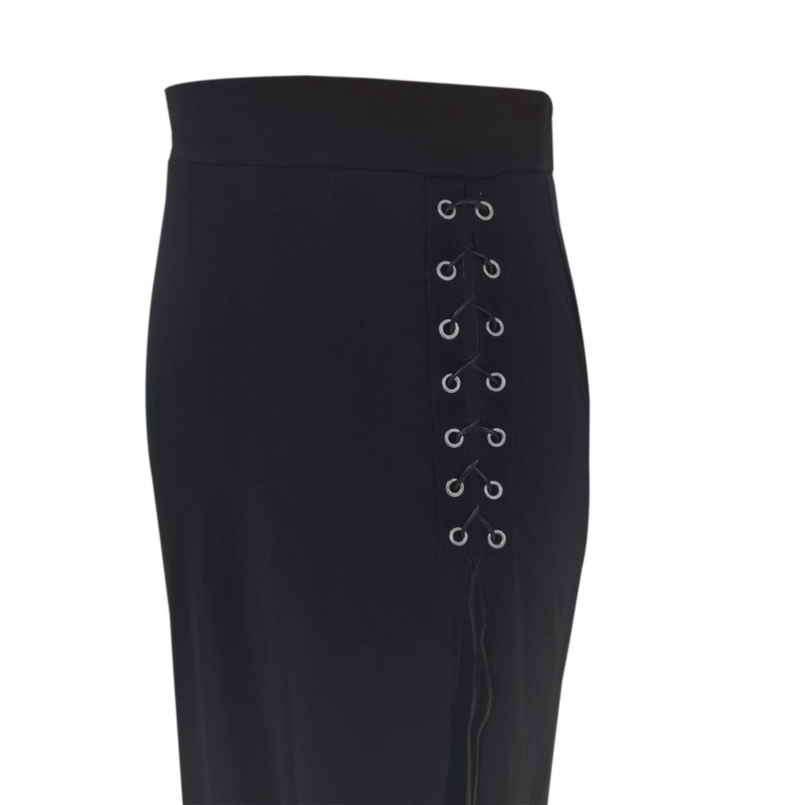 Rock Damen Gothic-Punk-Style Bodycon-Rock mit Schlitz Ösen-Schnürung für einen extravaganten Fashion-Statement