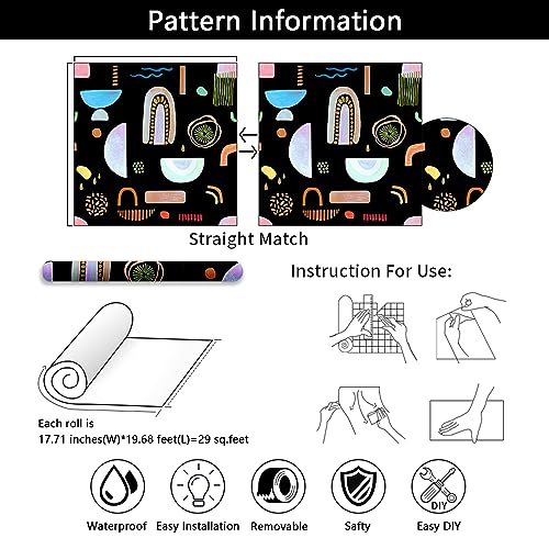 Abstract Geometric Wallpaper,300*44.5cm Hand Painted Graffiti Peel and Stick Wallpaper Removable Waterproof Contact Paper Decorative Vinyl Self Adhesive WallPaper for Mural Bedroom Living Room