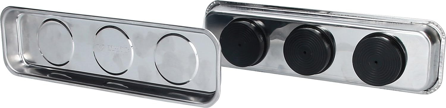 BRILLIANT TOOLS BT691155 Vassoio magnetico/vaschetta in acciaio inox 65 x 226 mm, 2 pz [Powered by KS TOOLS]