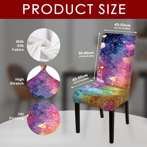 Image of Nuxovilar Heart Starry Sky Purple Stretch 23.6x70in 2PCS Chair Covers | Stretch Slipcover Dreamy Protector Sky Wrap Seat Guard Dining Room Bedroom Wedding Feast (Purple Starry)