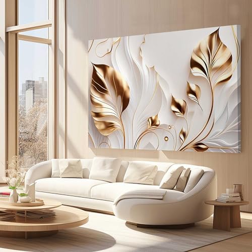 Decorative Frames for Bedroom Living Room Gold Flowers White Floral Art Hall Office Large