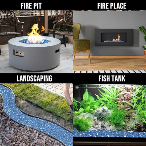 Image of Skyflame 10-Pound Fire Glass for Fireplace Fire Pit and Landscaping, Pacific Blue Reflective, 1 /2-Inch