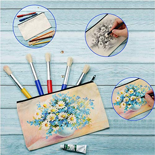 Image of Lify 20 Piece DIY Craft Blank Bag Canvas Makeup Pencil Pouch with Zipper- Multipurpose Pen Pencil Case Cotton Canvas Cosmetic Bag Travel Cosmetic Bag - (Off White (20Pcs))