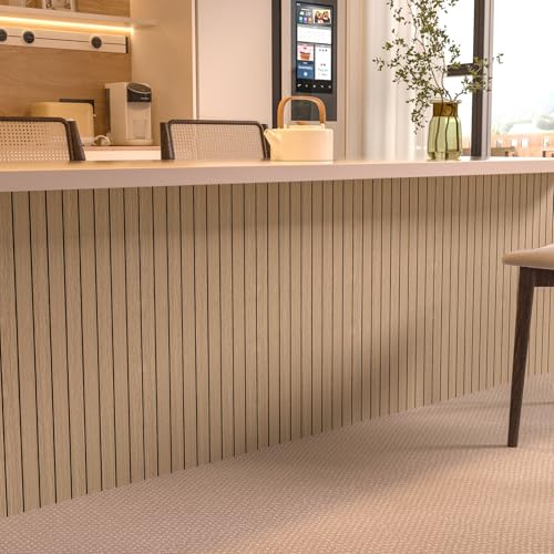 Image of Peel and Stick Wood Slat Wall Panels, Yellow Wood, 118 x 15.7 in | 2.8mm 3D Flexible Wood Panel, Flexible Wall Panels, Faux Wood for Bedroom, TV Wall & Office