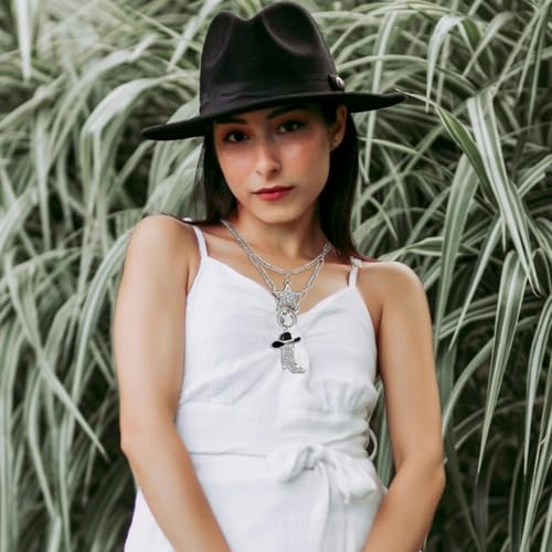 RechicGu 2 Pcs Sparkly Rhinestone Star Choker Western Cowgirl Boot Pendant Stackable Necklace Set for Women Chunky Chain, Cowboy Enamel Hat Boot Star Necklace Western Stackable Jewelry for Women2