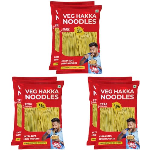 Image of Yu Foodlabs - Veg Hakka Preservative Free Noodles - Extra Long & Extra Soft - Not Fried & No Palm Oil - Zero Preservatives & 100% Natural - Just Boil - Ready In 5 Mins - Serves 6-300gram - (Pack Of 6)
