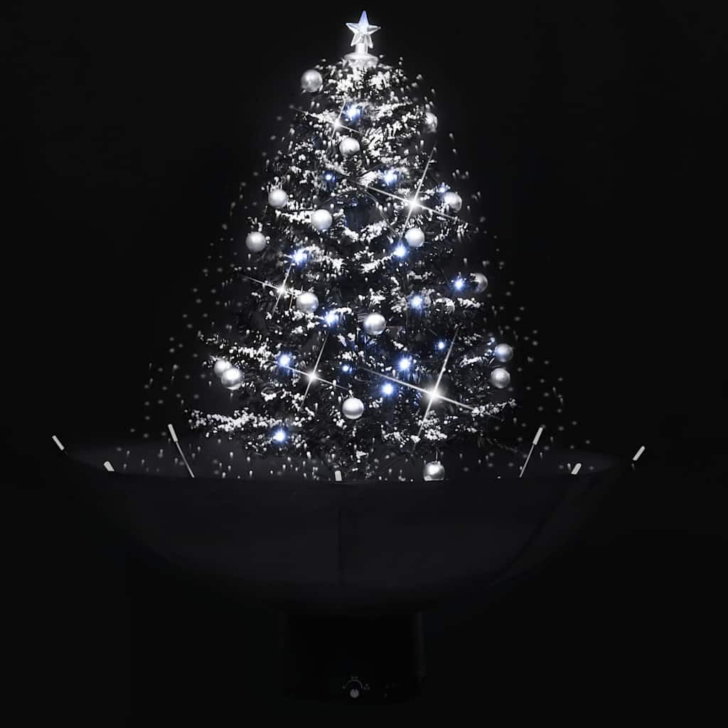 Árbol de Navidad Artificial con Efecto de Nieve Cayendo, Luces y Adornos Festivos, Incluye Base en Forma de Paraguas y Melodía Alegre para Decoración Navideña