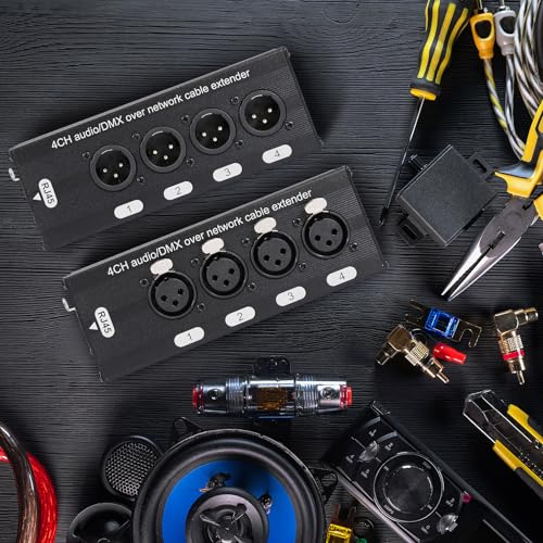6 Pack 4 Channel 3 Pin Multi Network XLR Cable Breakout 3 Pin XLR Male and Female Over RJ45 Ethercon Cable Multi Extender for Stage Lighting and Home Recording Studio Compatible