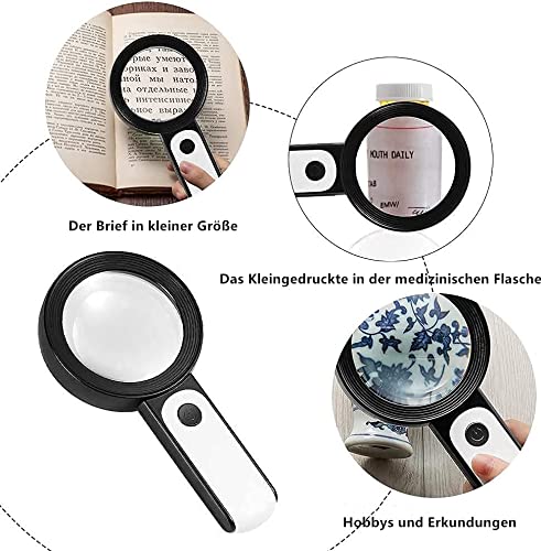 Voarge Magnifying Glass with 18 LED Light 30X Handheld Magnifying Glass with 3 Lighting Modes - Image 2