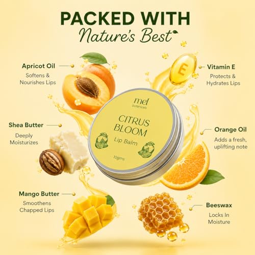 Image of Citrus Bloom Lip Balm | Enriched with Orange Oil, Beeswax, Vitamin E | Nourishing, Non Sticky, Hydrates Dry Lips | No synthetic fragrances, No Additives| Ideal for Dry Lips, 10gm