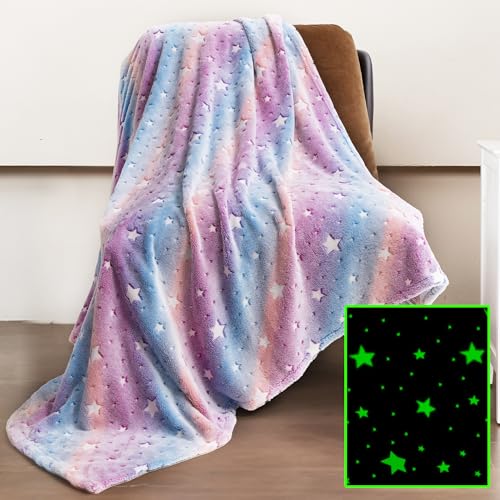 Winthome Manta Infantil Súper Suave-Manta para Niños Brilla en la Oscuridad, Manta de Bebé Franela Acogedora para Niñas y Niños, Navidad, Regalo, Blanket para Todas Las Estaciones(Estrellas,120x150cm)