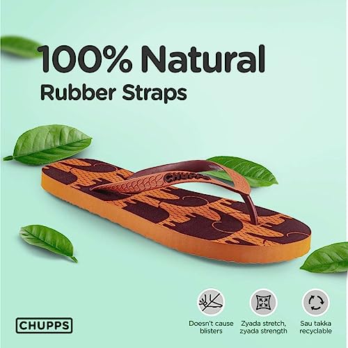 CHUPPS Men's/Boys Natural Rubber Flip Flops Slippers, Comfortable & Ultra-Light, Waterproof, Odour-Free, Non-Slip Thong With Gently Massaging Footbed