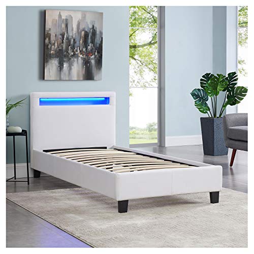 Jugendbett CARO-Möbel Polsterbett Mandalay mit LED-Beleuchtung