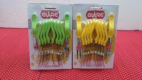 Glare Stainless Steel Fruit Forks, 3-inch(Multicolour) Set of 20 1