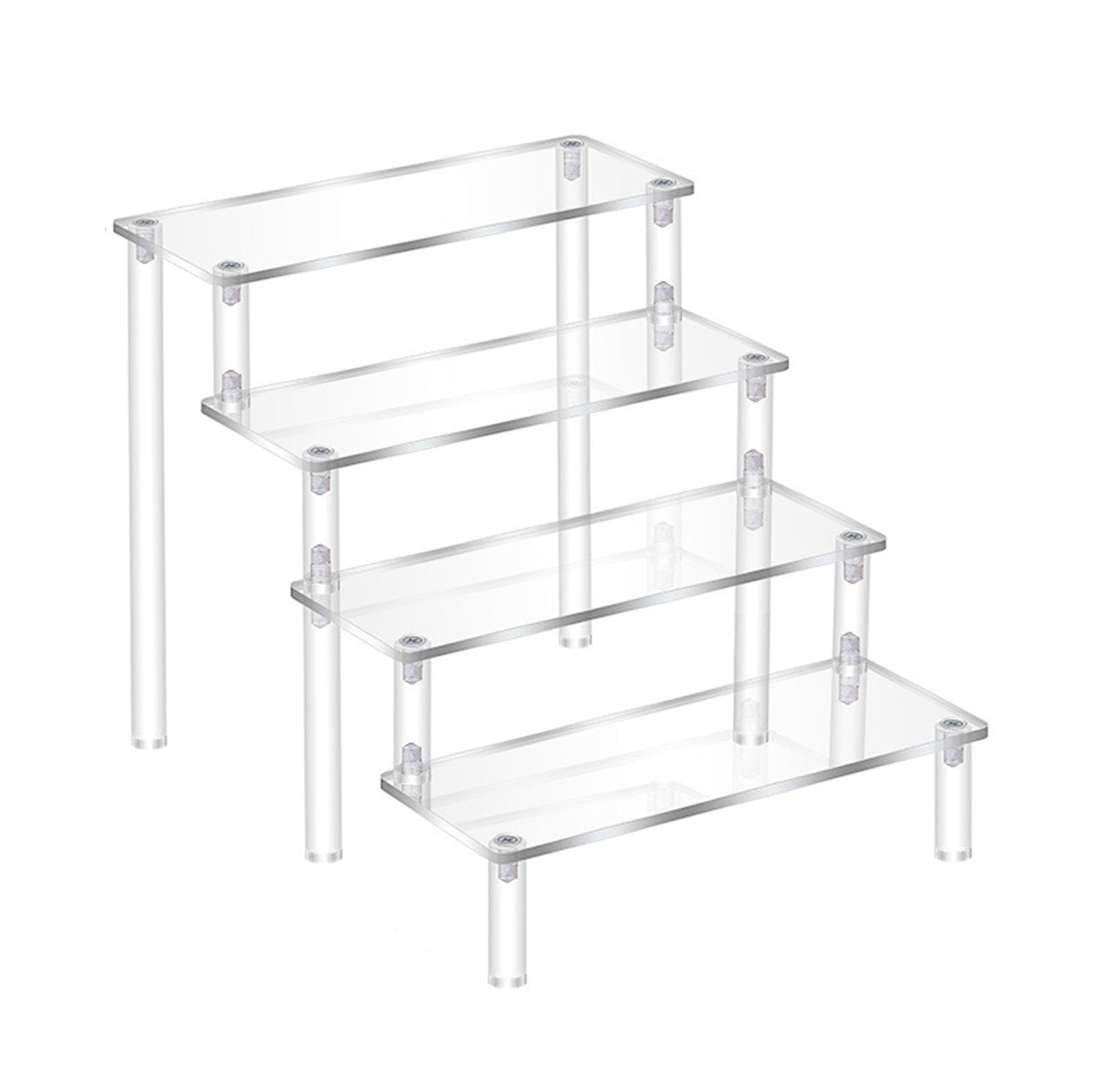 4 Tier Acrylic Risers Display Stand for Cupcake Perfume, Risers Steps Display Shelf with Screwdriver for Amiibo Funko Pops Toy Figures Display Risers Holder Collectibles Decoration