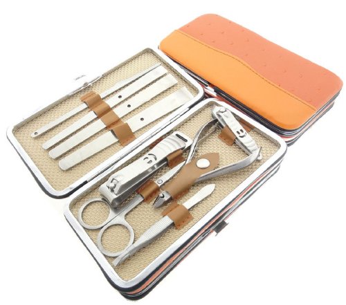 OJIA All in One 20pcs Stainless Steel Professional Manicure Pedicure Set ,Travel & Grooming Set, Personal Care Tools, Nail Scissors Nail Clippers Kit with Luxury Leather Case