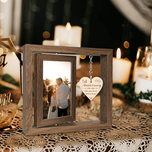 EYITUPC Rotating 1 Year Anniversary Wood Frame Gift for Girlfriend Her - Image 4