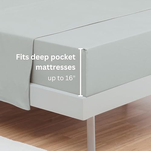 Miniatura 4 de Juego de sábanas de jersey 100% algodón, extrasuave, ajuste fácil, juego de 4 piezas, para todas las estaciones, cómodo, 4 piezas (gris, King)