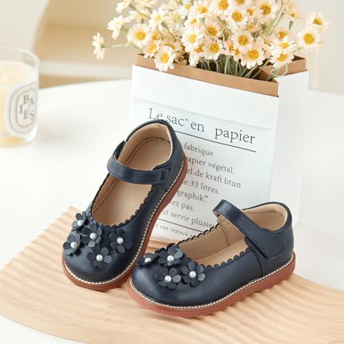 Image of GINFIVE Toddler Girls Dress Shoes Little Kids Flats School Mary Janes Shoes