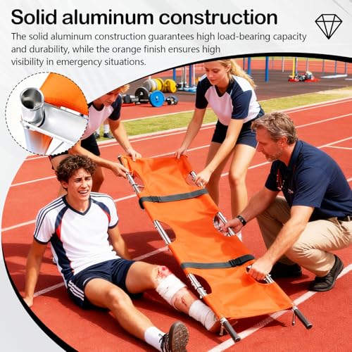 Krankentrage, Klappbare Rettungstuch Professionelle Erste Hilfe Trage Stabile Aluminium Mobile Patiententrage mit Aufbewahrungstasch für Bergrettung und Ferntransport 210x54cm