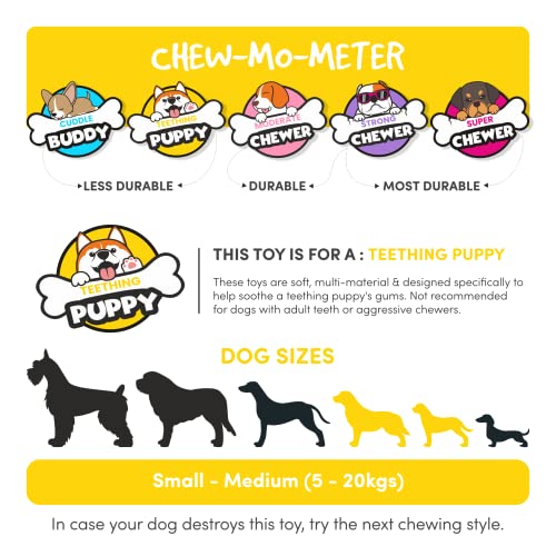 Image of BarkButler x FOFOS Milk Bone & Ball Puppy Teething Toys Set - Puppy Toy Natural Rubber, Squeaky Toys for Dogs, Dog Toys for Medium Dogs (5-20kgs) - Blue