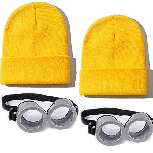 男女兼用 なりきりセット ニット帽 黄色 大人 ミニオン 用 コスプレ ゴーグル 帽子 キッズ 子供 大人 コスプレ ハロウィン コスプレ クリスマス 仮装 衣装 )