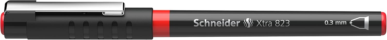 Schneider Xtra 823 Rollerball Pen with Stainless Steel Conical Tip 0.3 mm Red Pack of 10