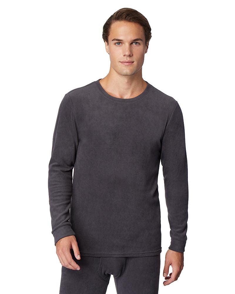 32 Degrees Men’s Heat Performance Thermal Heavyweight Baselayer Crewneck Long Sleeve Fleece Top, Stingray, Medium