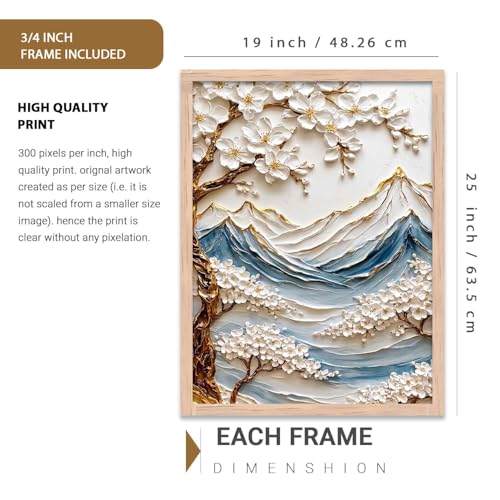 Image of kotart Mountain View Wall Art Home Decoration | Aesthetic Floral Paintings With Frame For Living Room Bed Room Hotel Wall Decor Digital Reprint (19x25 inch)