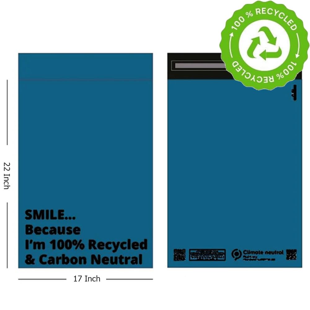100x Mailer Bags Mailing Envelope Made from 100% Recycled Material Colourful Parcel Shipping Smart Mailer(17 x 22 Inch,Blue) - Image 2
